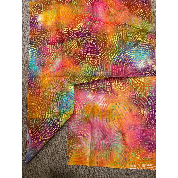 4  Batiks 1 fabric laid out is about 1/4 yd, darkest 1 1/2 and green are 1yd - Picture 3 of 6